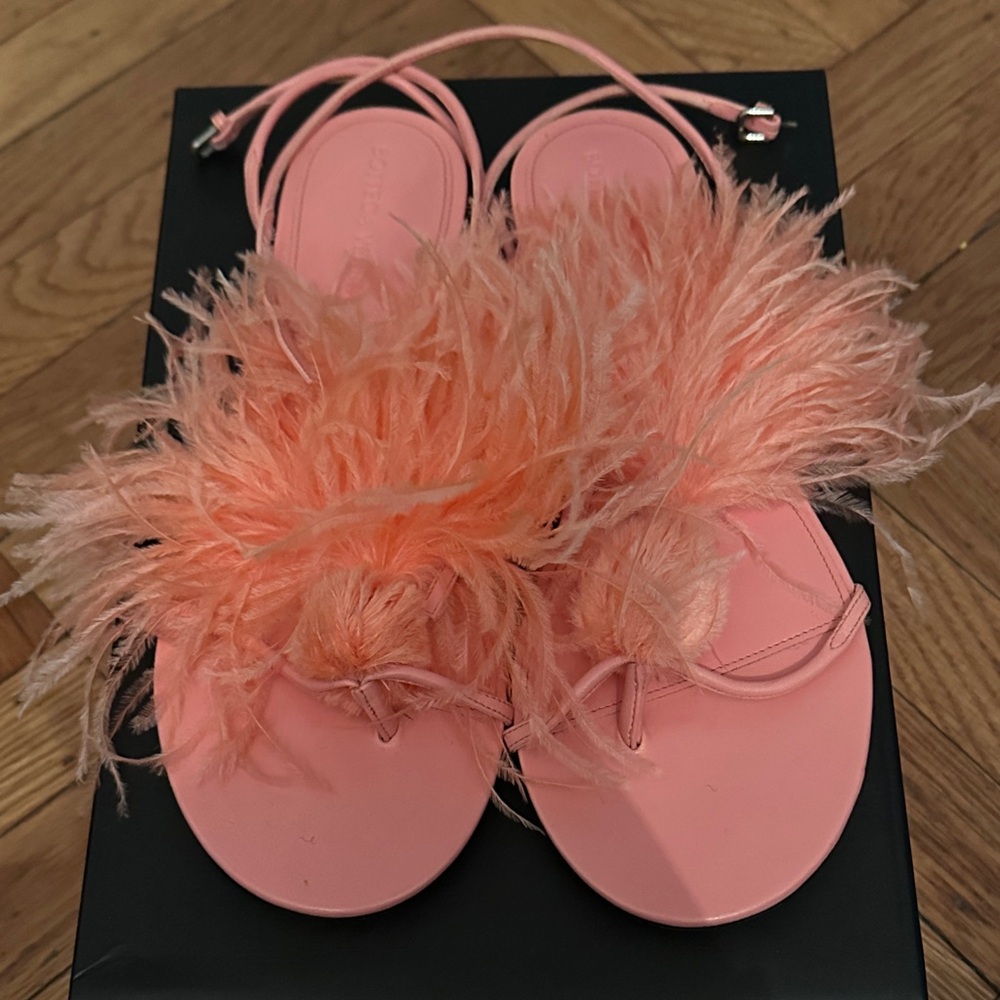 Bottega Veneta Pink Feathered Sandals